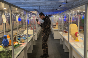 mężczyzna ogląda wystawę