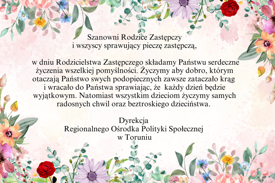 życzenia od dyrekcji ROPS z okazji dnia rodzicielstwa zastępczego