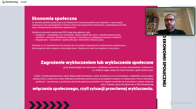 fragment wykładu podczas Turnieju Przedsiębiorczości Społecznej