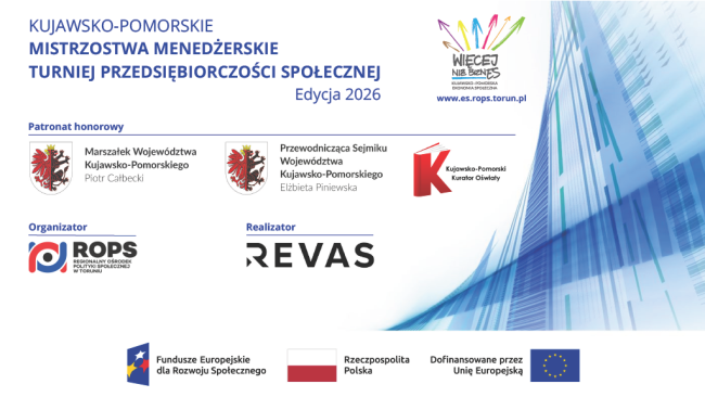 Plansze patronatów i partnerów Turnieju Przedsiębiorczości Społecznej