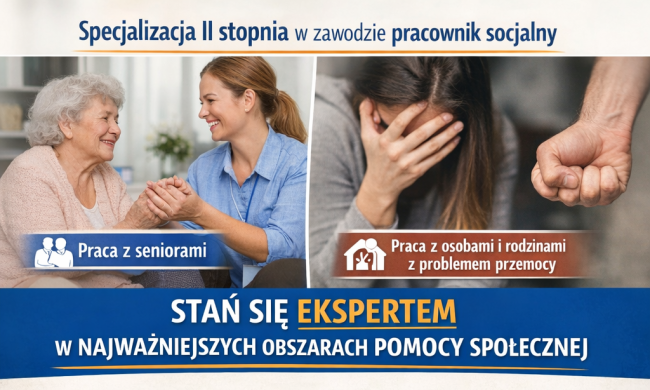 Plakat informujący o tematach specjalizacji