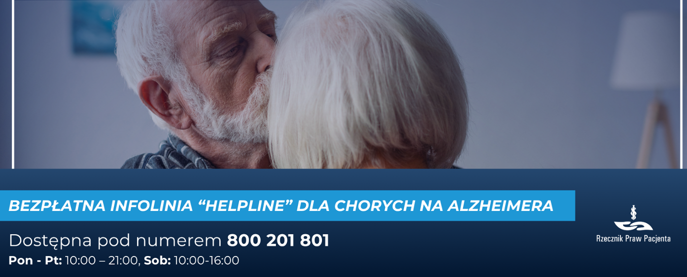 Grafika informująca o infolinii dla chorych na Alzheimera